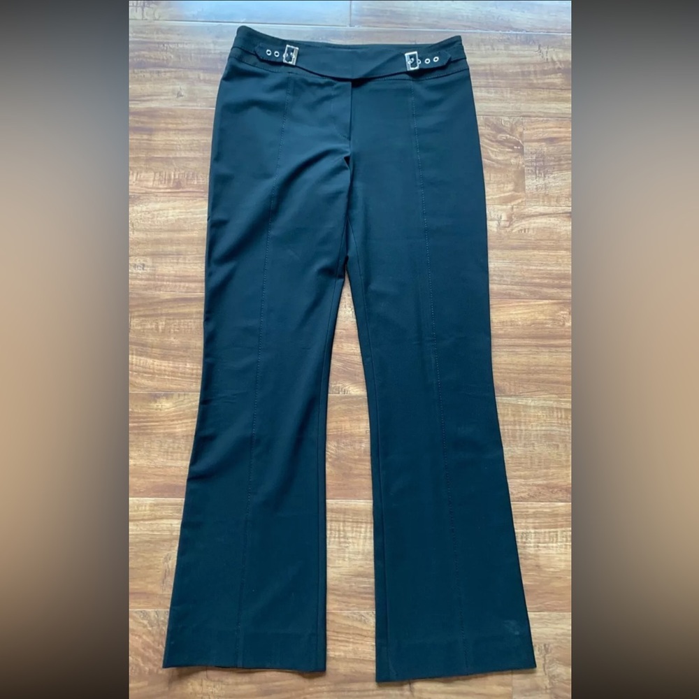 KAREN MILLEN Women Black Bootcut Hook & Eye Detail Front Dress Pants Bottom Sz 6